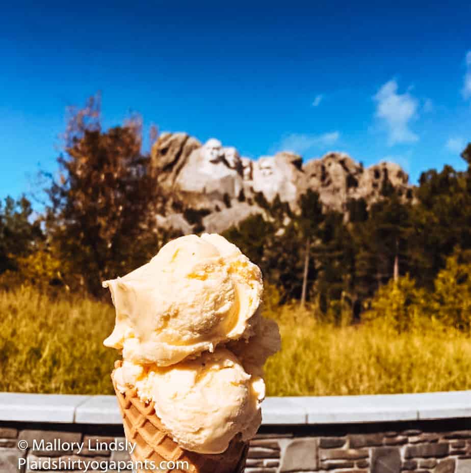 Ice cream in front of Mount Rushmore