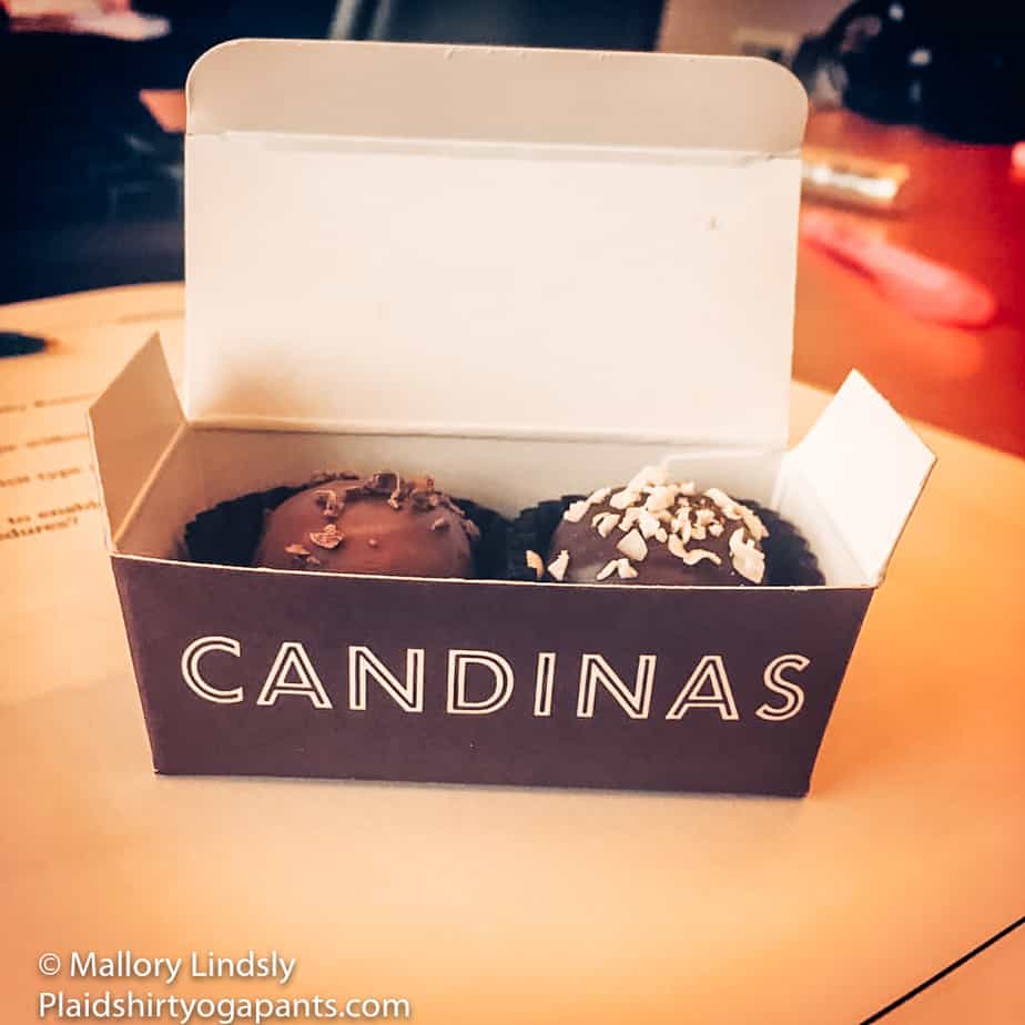 Two chocolates from Candinas in Madison Wisconsin. 