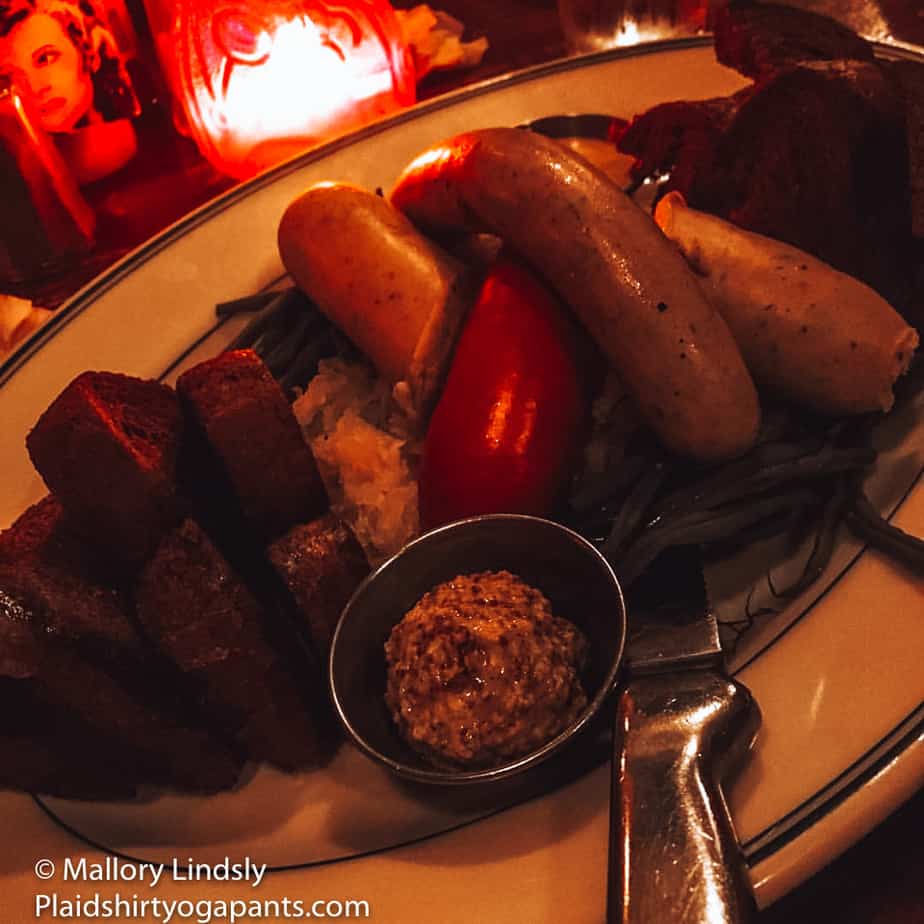 Sausage plate from the old fashioned in Madison Wisconsin; My Best Things to do in Madison Wisconsin