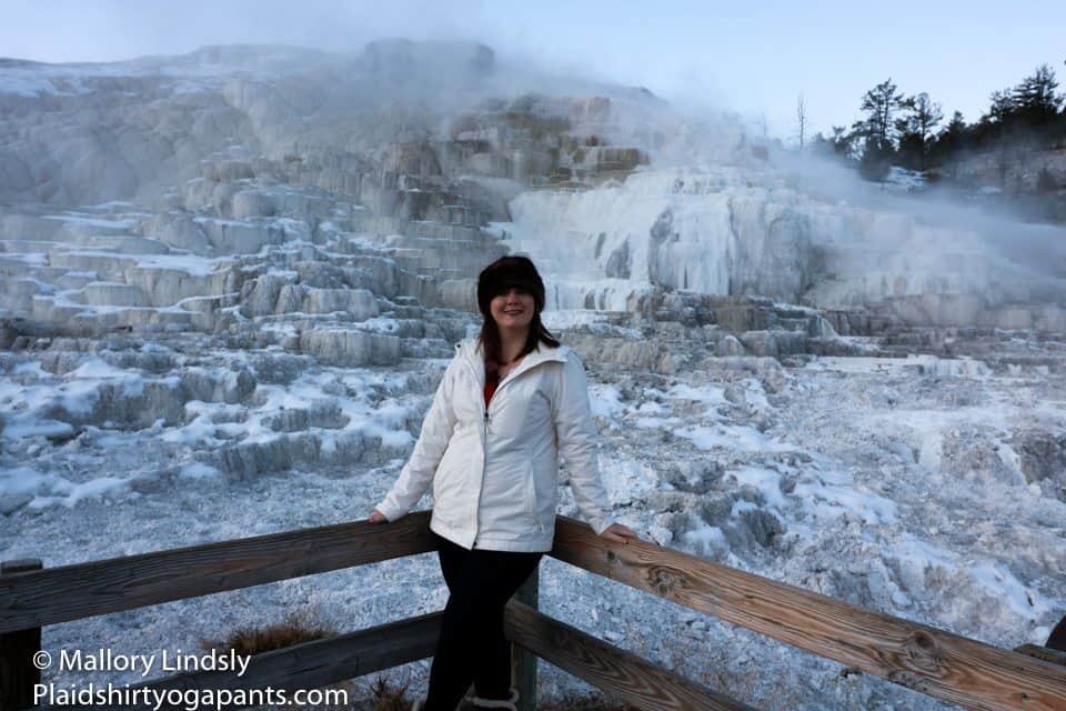 Mallory hanging out with Mammoth Hot Springs