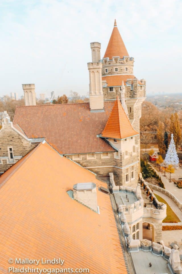 The view of looking out of the towers at Casa Loma