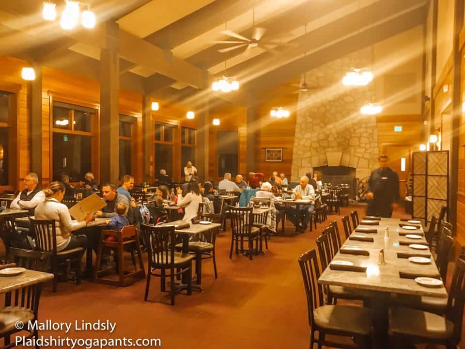 Shot Wuksachi Lodge Peaks Restaurant at dinner time during shoulder season. 
