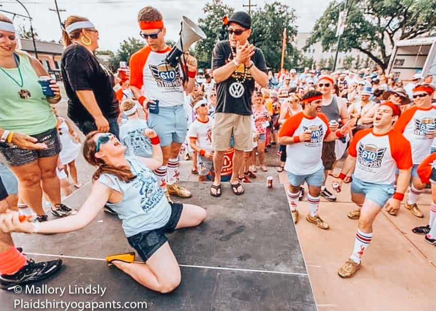 Mallory Lindsly competing in a 610 stompers ball crawl. 