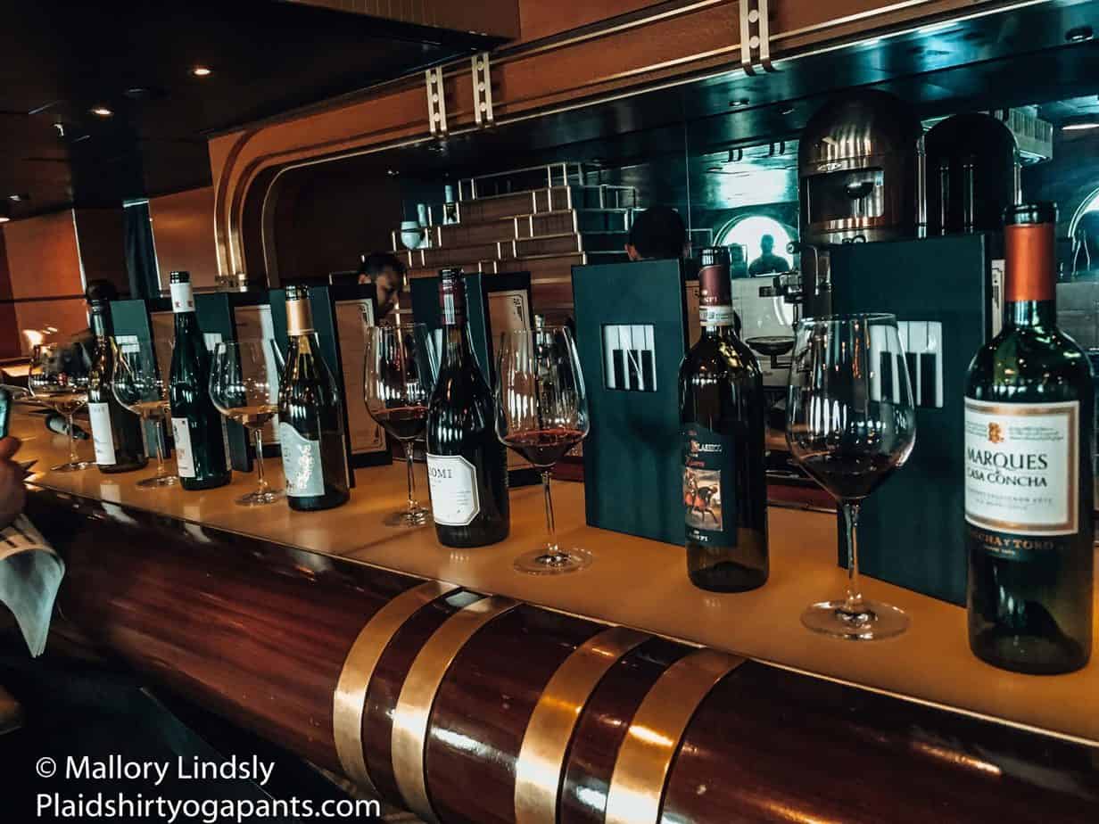 six wines that were tasted on the Disney Magic