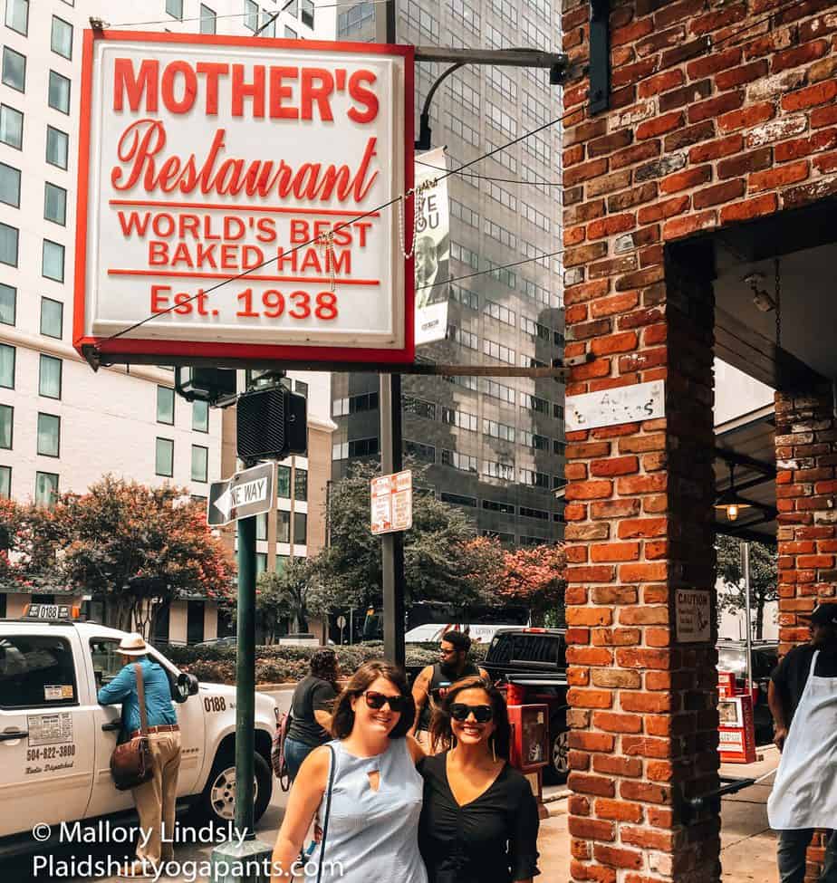 The sign outisde of mother's in New Orleans