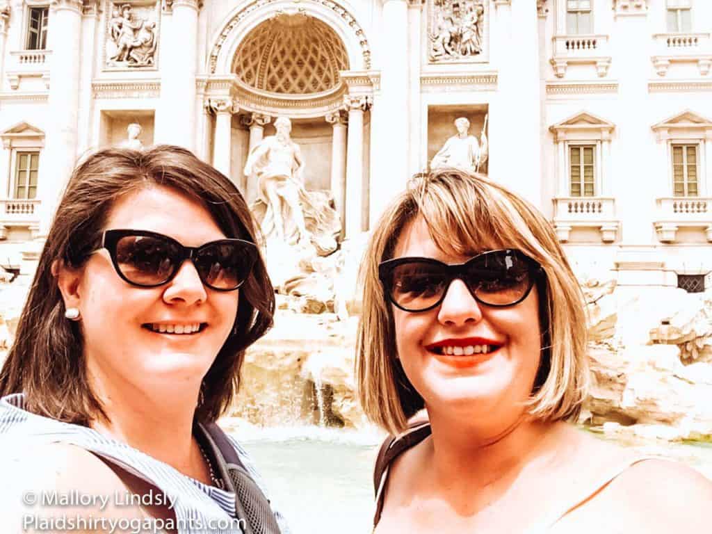 Allison and Mallory in front of Trevi Fountain.