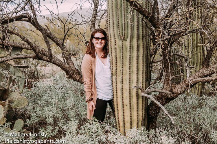 Mallory with a cactus. Fun, Free, and Cheap Things to do in Tucson