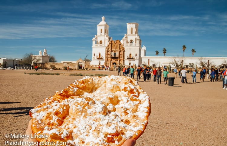 Fry Breadat Mission San Xavier del Bac in Tucson az. free and cheap things to do in Tucson